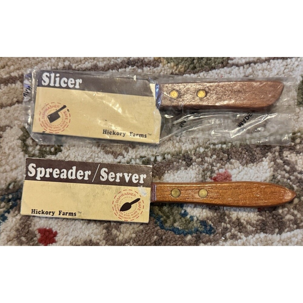 Vintage Hickory Farms of Ohio mini butcher knife & Spreader Server lot of 2 READ